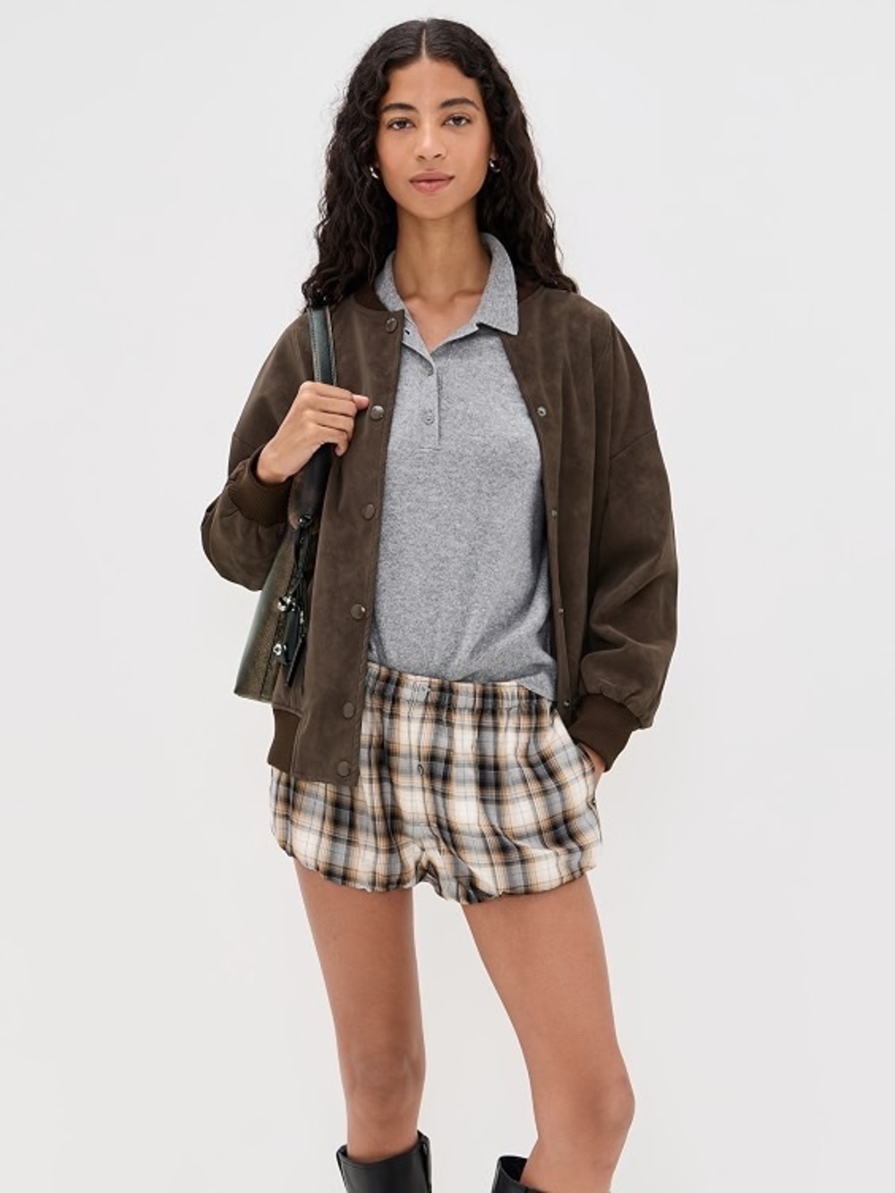 Acne studios check flannel woven shorts